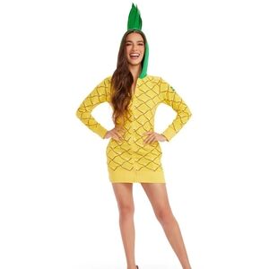 Tipsy Elves Pineapple Costume Dress with Green Hood